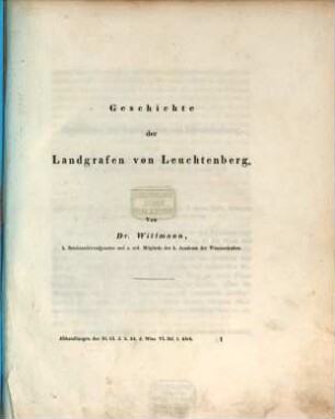 Geschichte der Landgrafen von Leuchtenberg, [1]