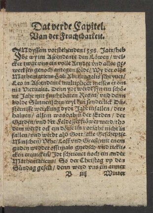 Dat verde Capitel. Van der Fruchtbarkeit.
