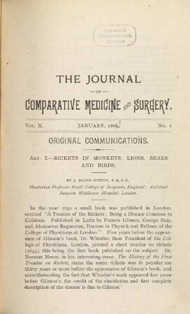 The Journal of comparative medicine and surgery. 10, 10. 1889