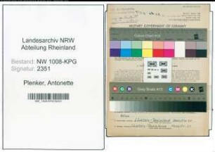 Entnazifizierung Antonette Plenker , geb. 21.04.1906 ()
