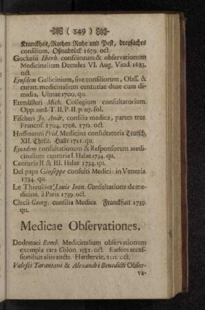 Medicae Observationes.