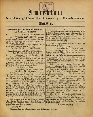 Amtsblatt des Regierungspräsidenten in Gumbinnen. 85. 1895