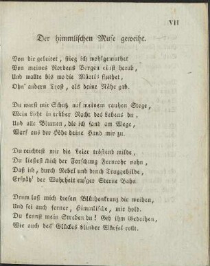 Der himmlischen Muse geweiht.
