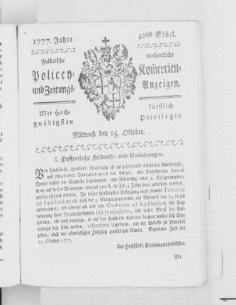 42tes Stück, Ausgabe vom 15. Oktober 1777