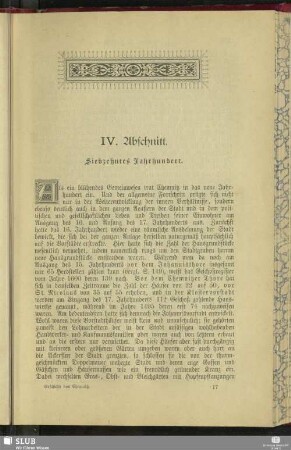 IV. Abschnitt. Siebzehntes Jahrhundert