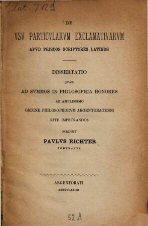 De usu particularum exclamativarum apud priscos scriptores latinos