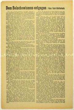 Probolschewistisches Flugblatt in Form eines Gesprächs im Zuge der Wahl zur Nationalversammlung 1919