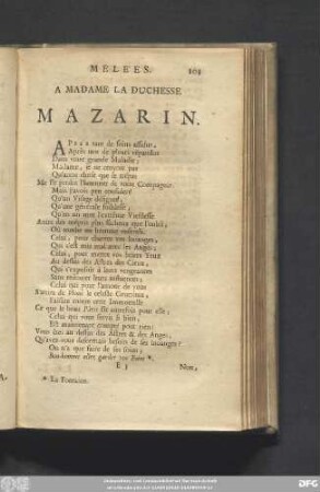 A Madame La Duchesse Mazarin.