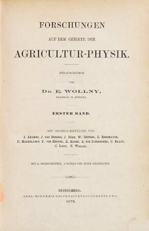 Forschungen auf dem Gebiete der Agrikultur-Physik. 1. 1878