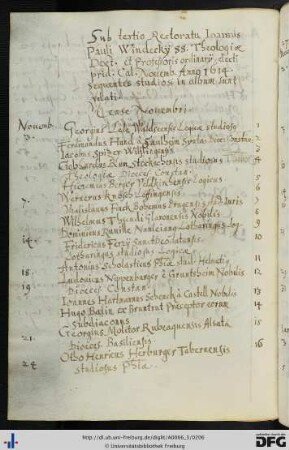 [fol. 99] Rektorat Johann Paul Windeck 1614/15