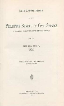 6.1906: Annual report of the Philippine Bureau of Civil Service