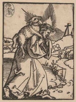 Dornengekrönter Christus mit Lamm auf dem Rücken, aus der Folge: Die biblischen Bilder zu Luthers Betbüchlein