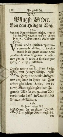 XIV. Pfingst-Lieder. Vom dem Heiligen Geist.