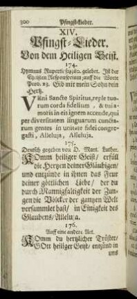 XIV. Pfingst-Lieder. Vom dem Heiligen Geist.