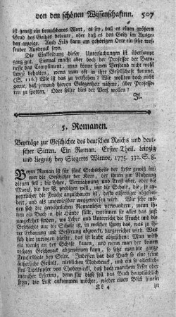 Beyträge zur Geschichte des deutschen Reichs und deutscher Sitten. Ein Roman.