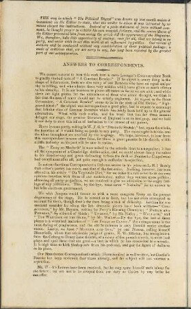 Answers to Correspondents