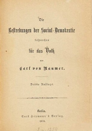 Die Bestrebungen der Social-Demokratie : besprochen für das Volk