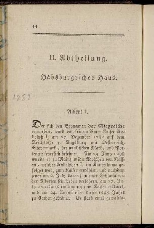 II. Abtheilung. Habsburgisches Haus