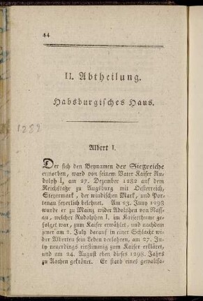II. Abtheilung. Habsburgisches Haus