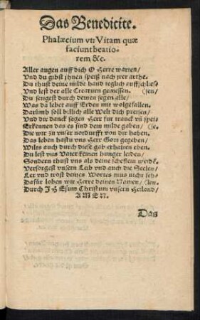 Das Benedicite.