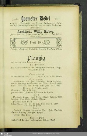 Heft 10. Plaußig, Graßdorf, Cradefeld, Seegeritz, Merkwitz, Pönitz