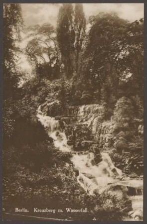 Ansichtskarte Wasserfall in dem Viktoriapark, Kreuzberg