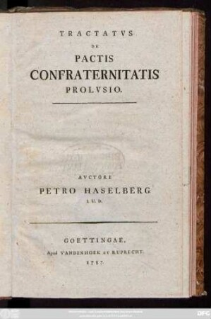 Tractatvs De Pactis Confraternitatis Prolvsio