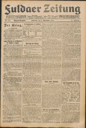 Ausgabe vom Samstag, den 07. November 1914.