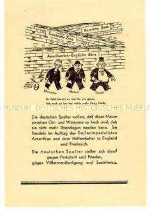 Illustriertes Propagandaflugblatt der SED Thüringen zum Volksbegehren für Einheit und gerechten Frieden