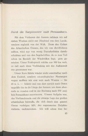 Durch die Sargassosee nach Pernambuco.