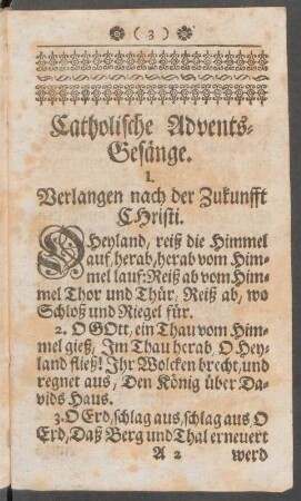 Catholische Advents-Gesänge.