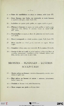 Bronzes – Pendules – Lustres – Sculptures (Nr. 60-104)