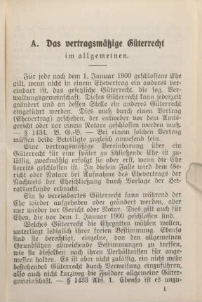 A. Das vertragsmäßige Güterrecht im allgemeinen.