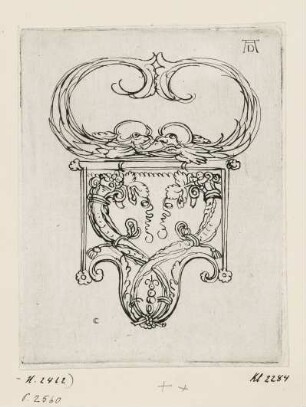 Zwei Füllhörner und zwei Delphine, Blatt 2 der Folge "Ornamente"