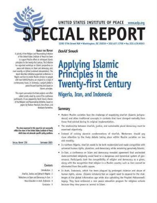 Applying Islamic principles in the twenty-first century: Nigeria, Iran, and Indonesia