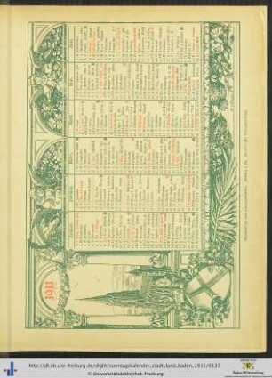 Gratisbeilage: Wandkalender Namenstage 1911.