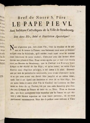 1r-1v, Bref de Notre S. Pére Le Pape ...