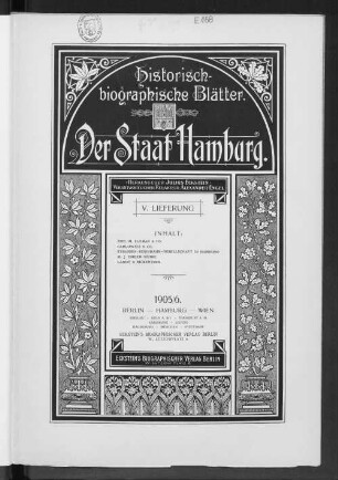 Bd. 7, Lfg. 5: Historisch-biographische Blätter, Band 7, Lieferung 5 : der Staat Hamburg