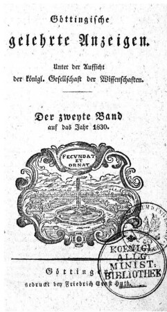 1830,2: Göttingische gelehrte Anzeigen