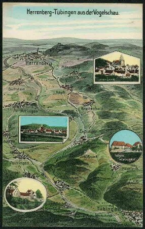 Herrenberg- Tübingen aus der Vogelschau