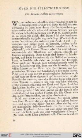 Über die Selbstbildnisse