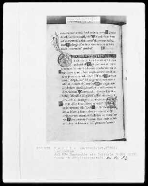 Psalter aus Werden — Initiale D (eus quis), Folio 52verso