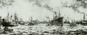 Hamburger Hafen, Zeichnung Fritz Köhler