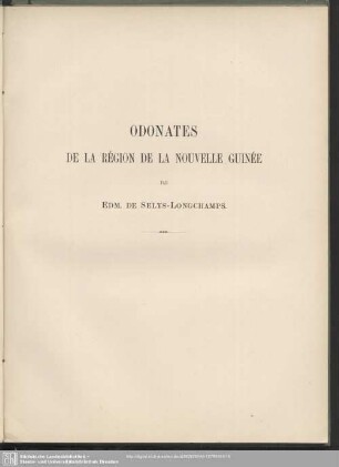 Odonates De La Region De La Nouvelle Guinee