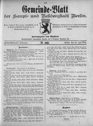 1914,30: No. 30, 26. Juli 1914