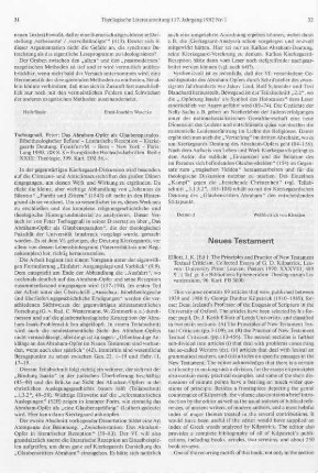 32-33 [Rezension] Kilpatrick, George D., The principles and practice of New Testament textual criticism
