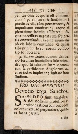 178-184, Pro Die Mercurii, Devotio erga Sanctos