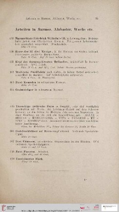 Arbeiten in Marmor, Alabaster, Wachs etc. (Nr. 459 - 498)