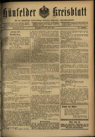 Ausgabe vom Samstag, den 22. Juni 1918.