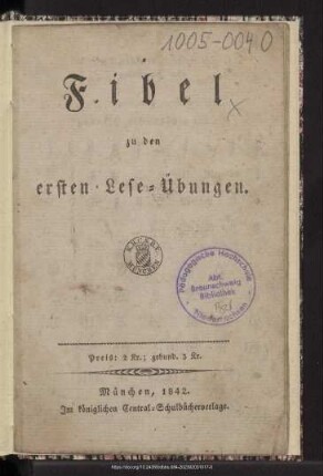Fibel zu den ersten Lese-Übungen